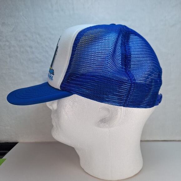 Vintage 80s Sea World Shamu Orca Trucker MeshBack SnapBack Hat Cap Blue White - Picture 3 of 8